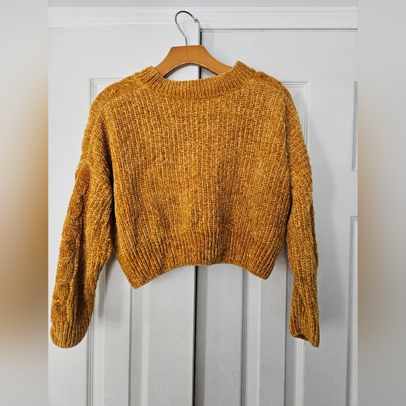 Yellow crop knitted sweater - Picture 2 of 4
